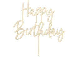 Taarttopper Happy Birthday Hout 16,5cm