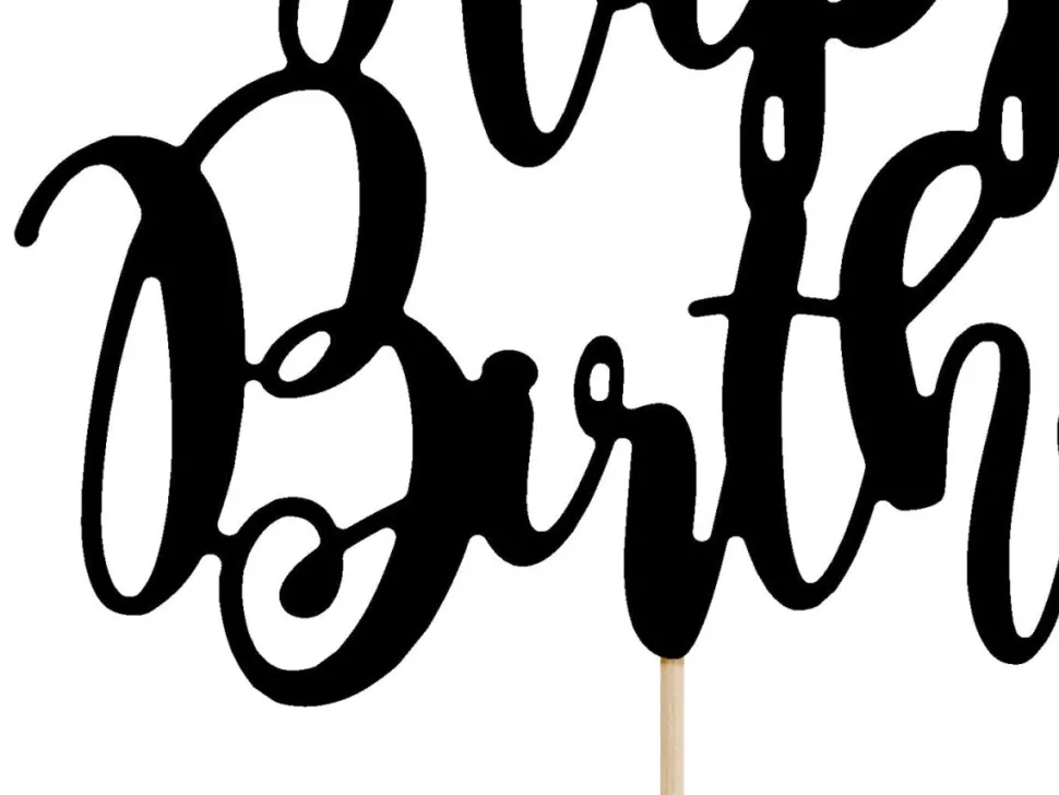 Taarttopper Happy Birthday Zwart 22,5cm