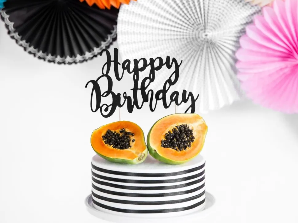 Taarttopper Happy Birthday Zwart 22,5cm