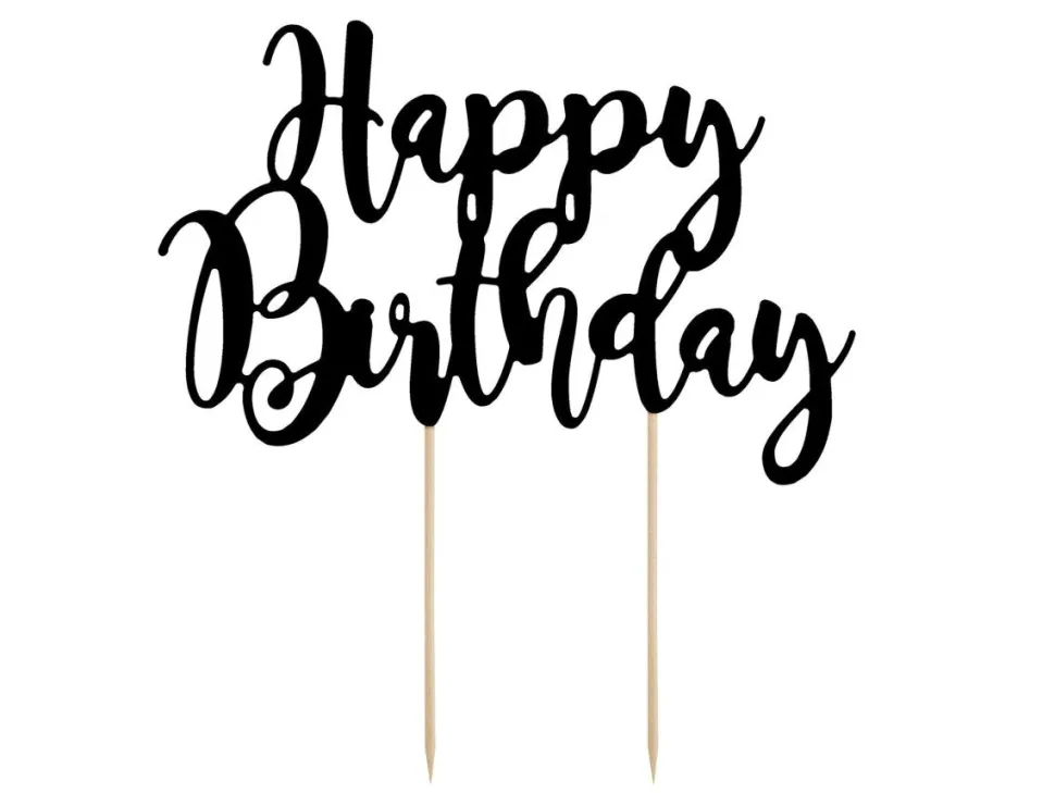 Taarttopper Happy Birthday Zwart 22,5cm