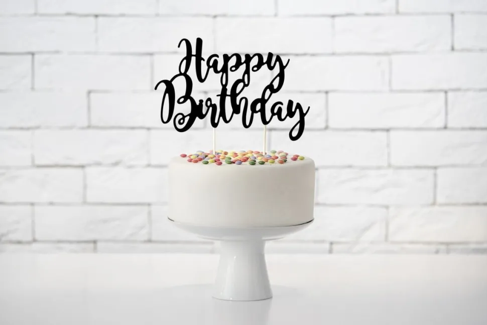 Taarttopper Happy Birthday Zwart 22,5cm