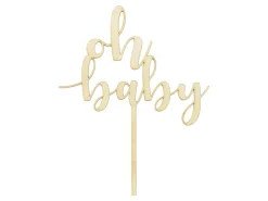 Taarttopper Oh Baby Hout 17cm