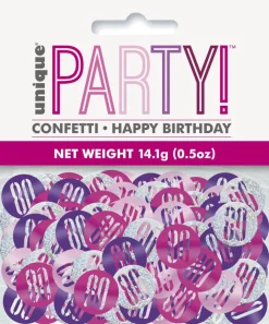 Tafelconfetti 80 Jaar Roze 14gr