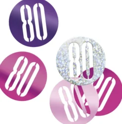 Tafelconfetti 80 Jaar Roze 14gr