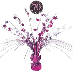 Tafeldecoratie 70 Jaar Happy Birthday Roze 33cm