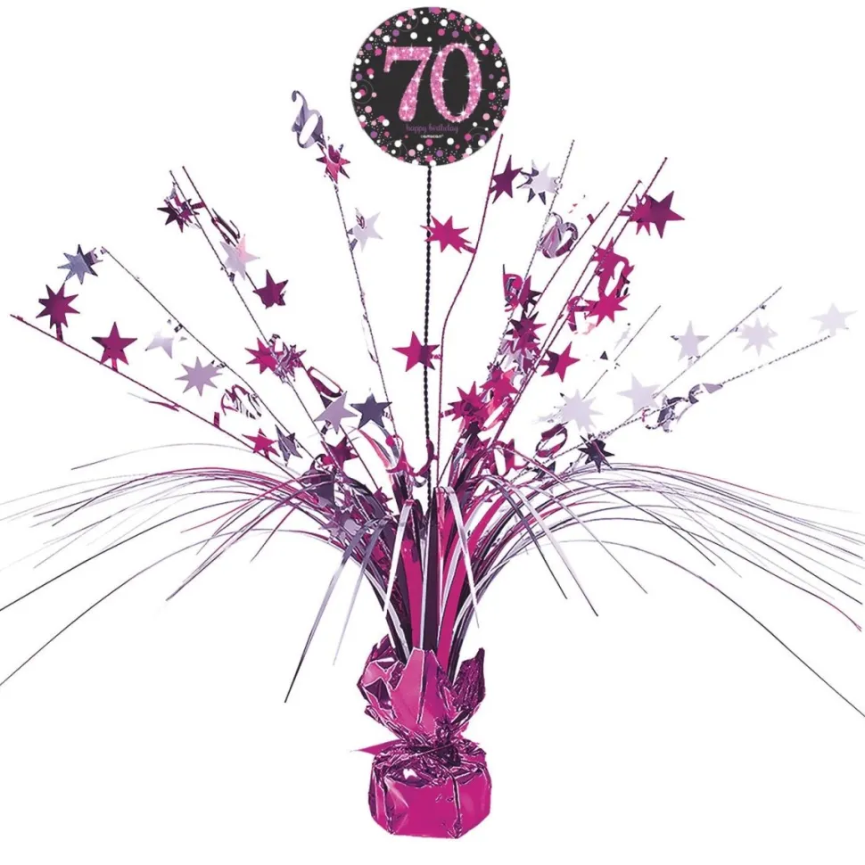 Tafeldecoratie 70 Jaar Happy Birthday Roze 33cm
