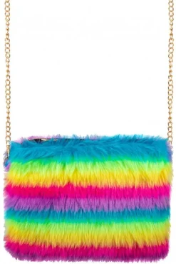 Tasje Pluche Regenboog Streep