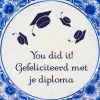 Tegels delfts blauw Geslaagd You did it 15cm