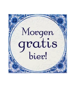 Tegels delfts blauw Morgen gratis bier 15cm
