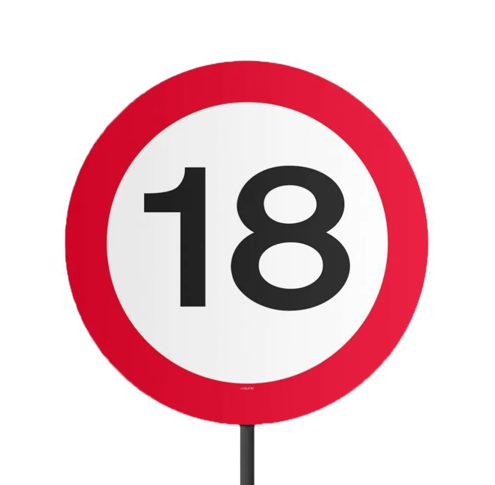 Tuinbord 18 Jaar Verkeersbord 52cm