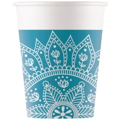 Turquoise Beker Mandala 200ml 8st