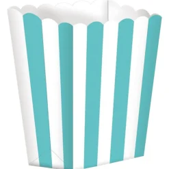 Turquoise Popcorn Bakjes Gestreept 5st