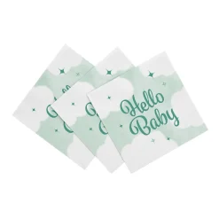 Turquoise Servetten Hello Baby 33cm 20st