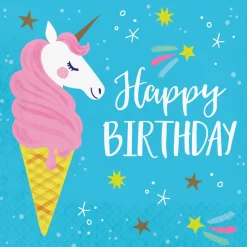 Unicorn Servetten Happy Birthday 33cm 16st