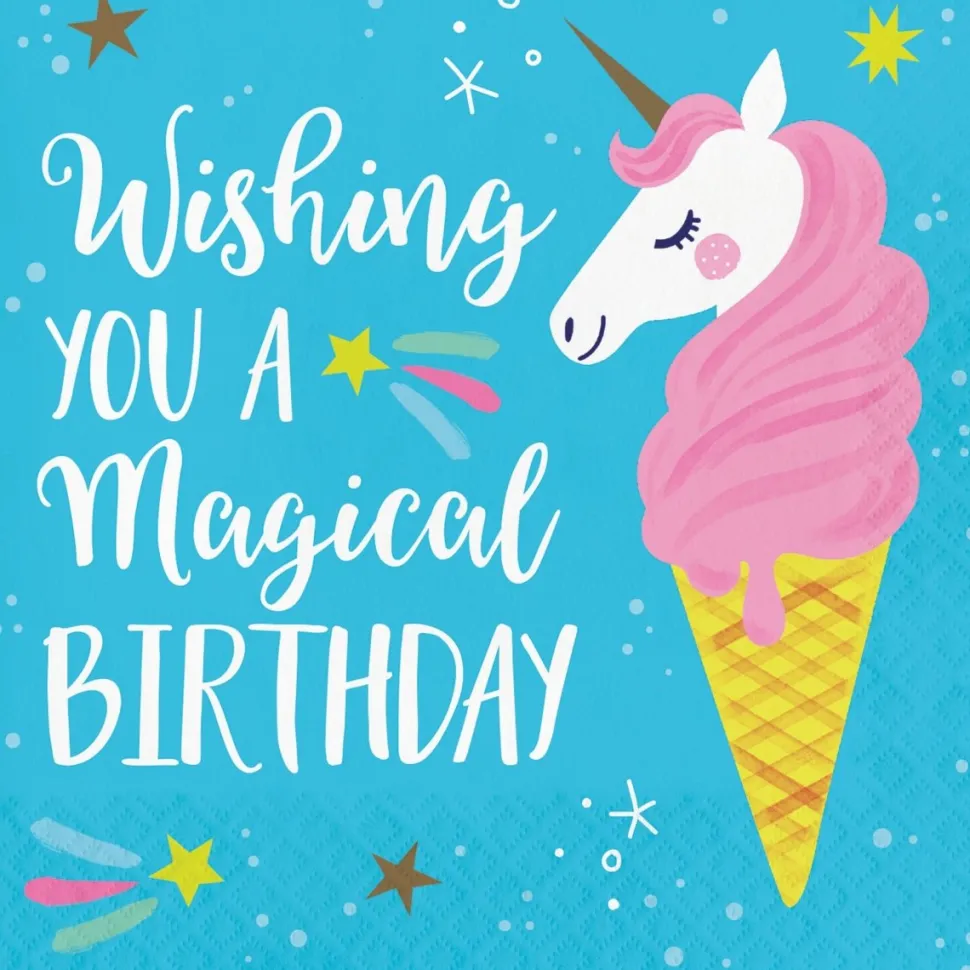 Unicorn Servetten Happy Birthday 33cm 16st