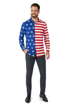 USA Vlag Overhemd Heren Suitmeister