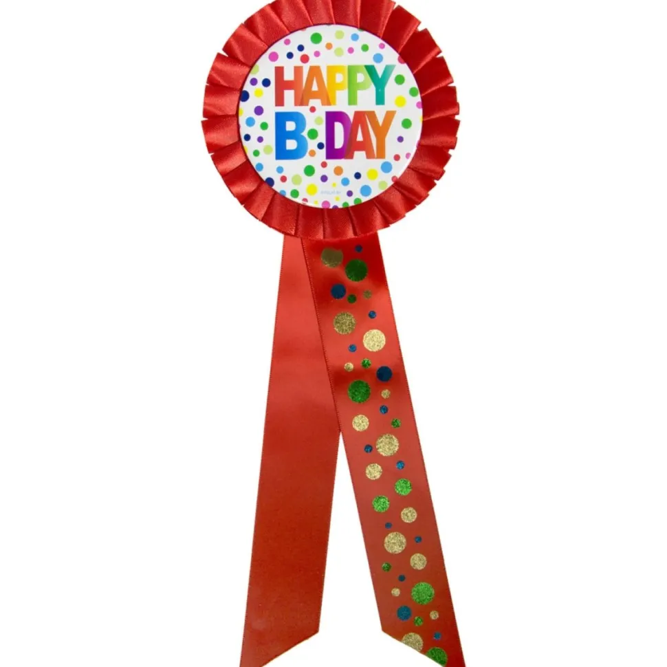 Verjaardag Rozet Happy Birthday Stippen XL 30cm