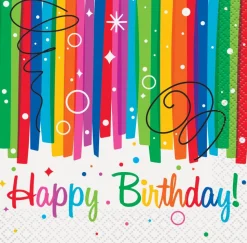Verjaardag Servetten Happy Birthday Regenboog 25cm 16st