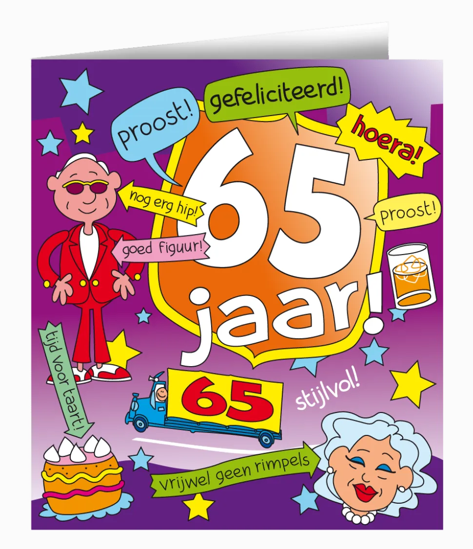 Verjaardagskaart 65 Jaar Cartoon 16,5cm