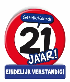 Verjaardagskaart 21 Jaar Verkeersbord 16,5cm
