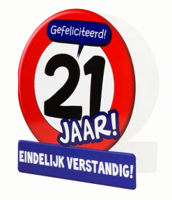 Verjaardagskaart 21 Jaar Verkeersbord 16,5cm