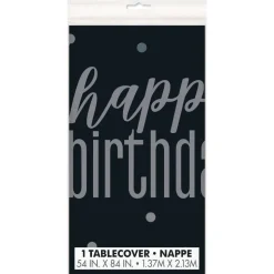 Verjaardag Tafelkleed Happy Birthday Zwart 2,13m