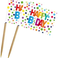 Verjaardag Vlagprikkers Happy Birthday 50st 5cm