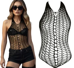 Visnet Shirt Zwart Met Steentjes