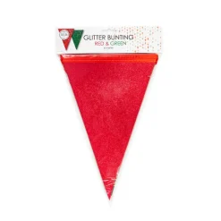 Vlaggenlijn Groen/Rood Glitter 6m