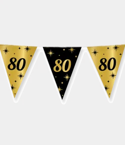 Vlaggenlijn 80 Jaar Goud Zwart 10m