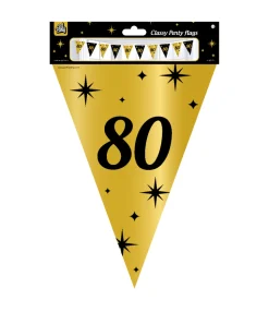 Vlaggenlijn 80 Jaar Goud Zwart 10m