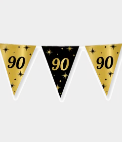 Vlaggenlijn 90 Jaar Goud Zwart 10m