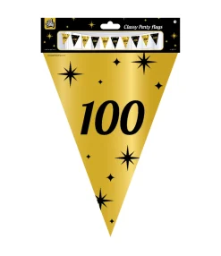 Vlaggenlijn 100 Jaar Goud Zwart 10m