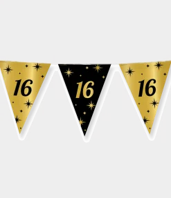 Vlaggenlijn 16 Jaar Goud Zwart 10m