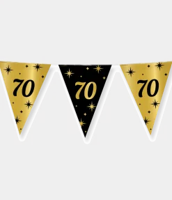 Vlaggenlijn 70 Jaar Goud Zwart 10m