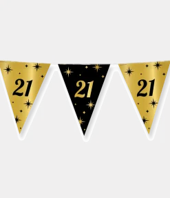 Vlaggenlijn 21 Jaar Goud Zwart 10m