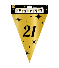 Vlaggenlijn 21 Jaar Goud Zwart 10m