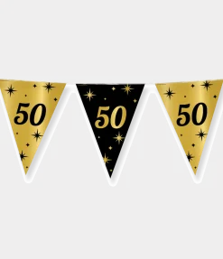 Vlaggenlijn 50 Jaar Goud Zwart 10m