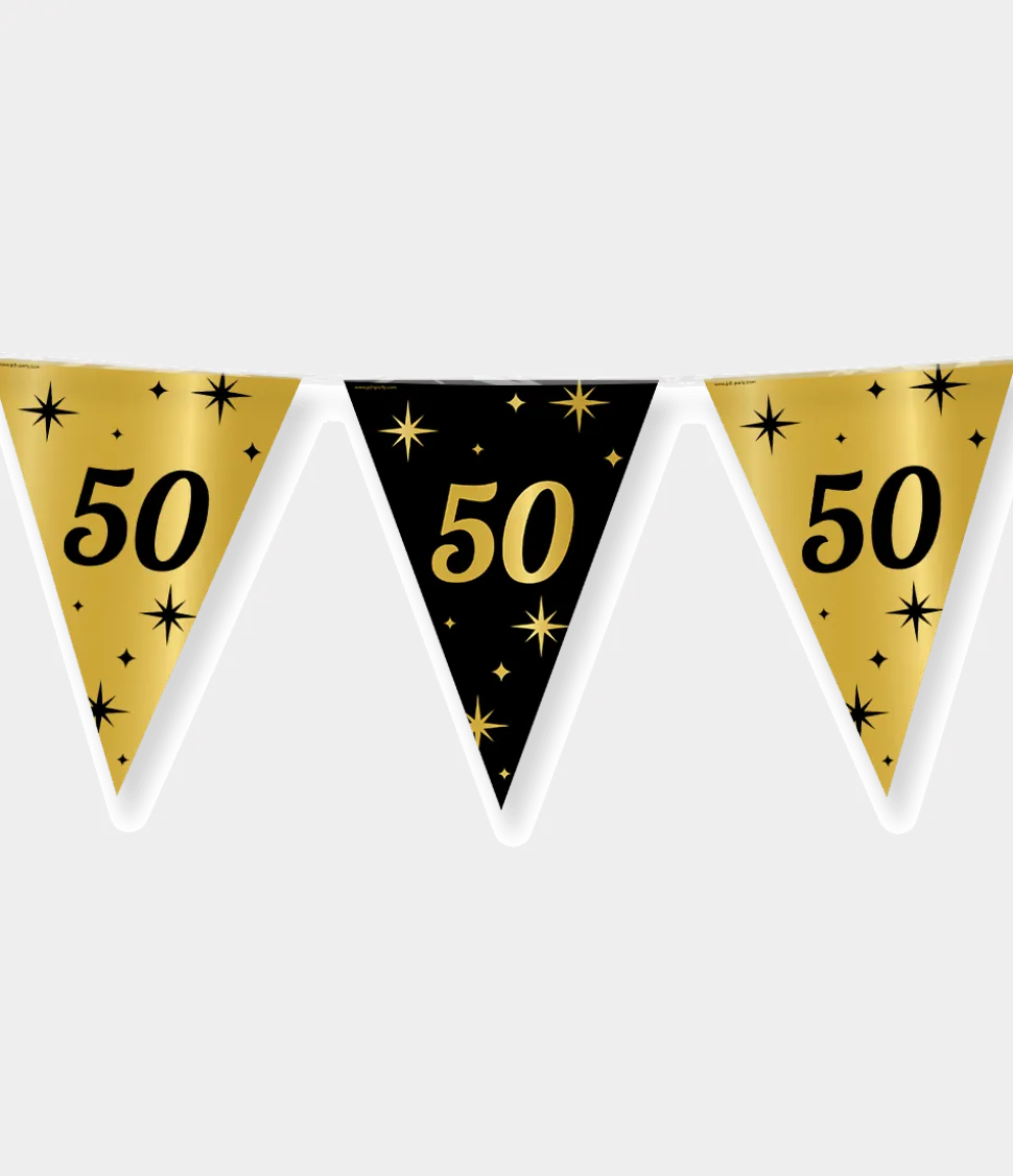 Vlaggenlijn 50 Jaar Goud Zwart 10m