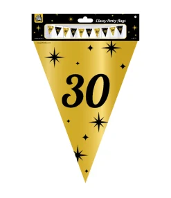 Vlaggenlijn 30 Jaar Goud Zwart 10m