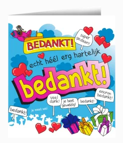 Wenskaart Bedankt 16,5cm