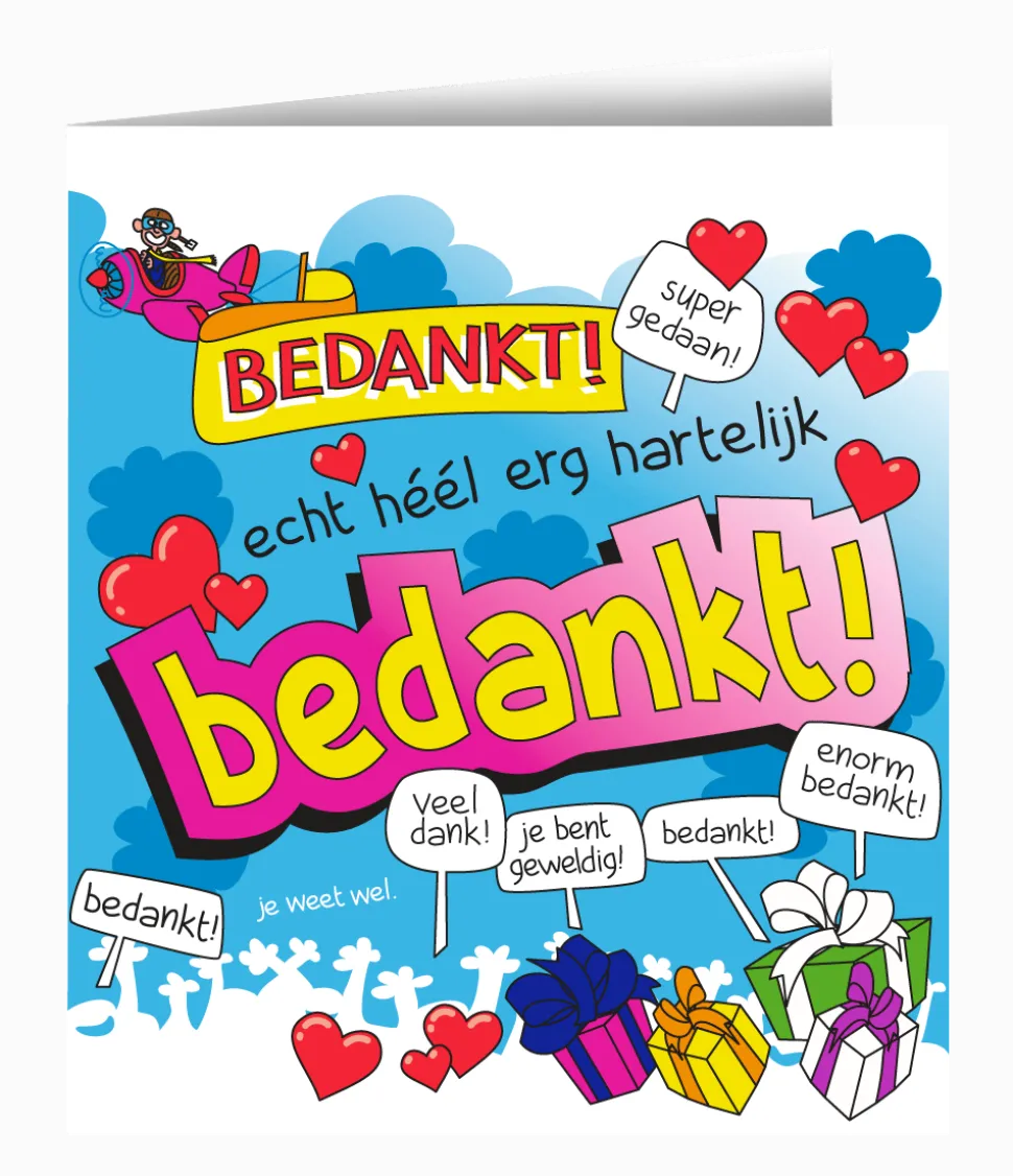 Wenskaart Bedankt 16,5cm