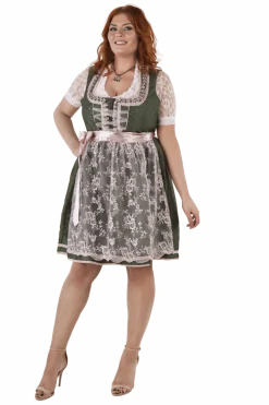 Wit Groene Dirndl Jurk Oktoberfest Dames 2 Delig