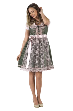 Wit Groene Dirndl Jurk Oktoberfest Dames 2 Delig