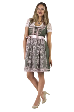 Wit Groene Dirndl Jurk Oktoberfest Dames 2 Delig