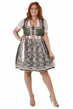 Wit Groene Dirndl Jurk Oktoberfest Dames 2 Delig