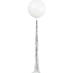 Witte Ballon Met Tasselslinger 61cm