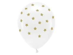 Witte Ballonnen Gouden Sterren 33cm 6st