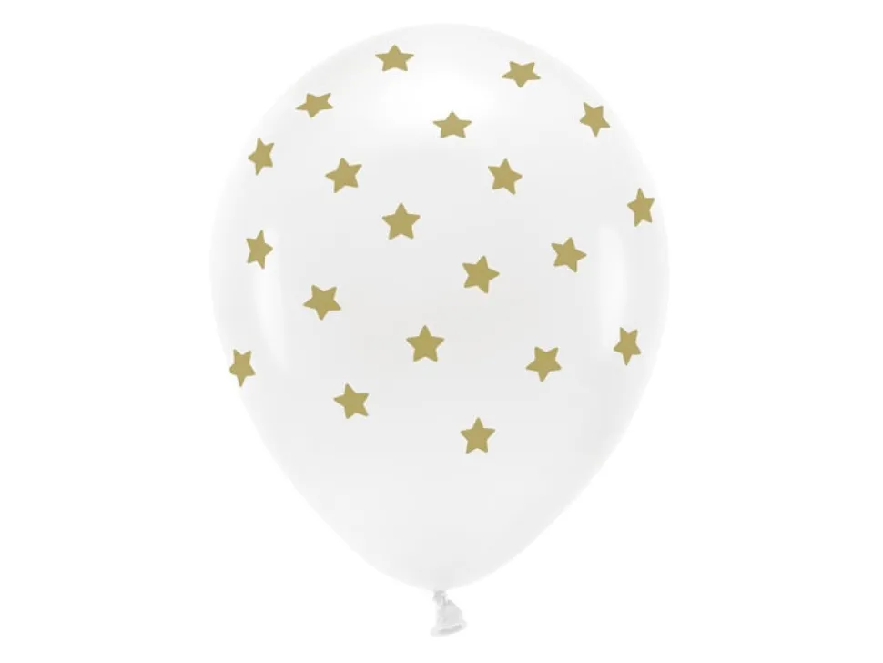 Witte Ballonnen Gouden Sterren 33cm 6st