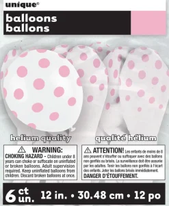 Witte Ballonnen Lichtroze Stippen 30cm 6st